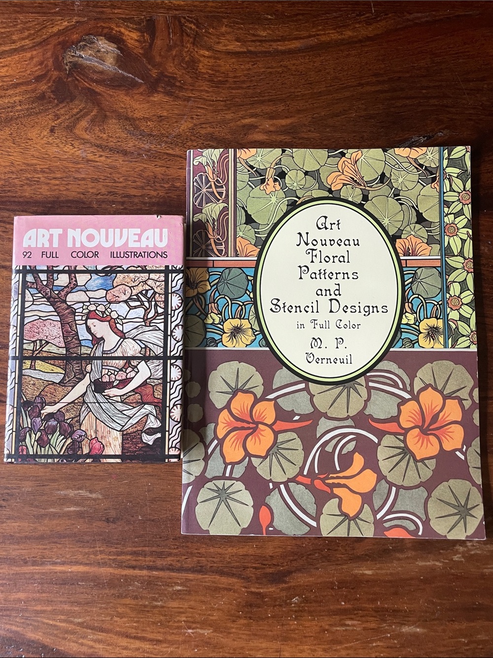 2 Vintage ART NOUVEAU Books: SC Floral Patterns & Designs + HC Style of 1890s